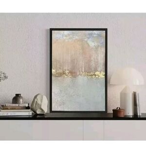 pebblejar28 Framed Canvas Print Wall Art Mid-Century Landscape Blue Wilderness